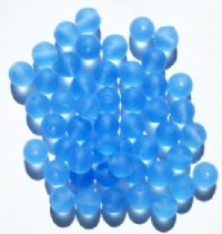 50 8mm Transparent Matte Light Sapphire Round Beads